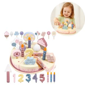 Juguete Torta De Cumpleaños De Madera Con Velcro Pastel Infantil Cortable Con Rebanadas Velas Y Números Juego Didactico Educativo Para Niños Y Cocina Creativa Montessori