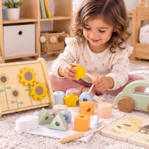 Set Educativo Montessori De Madera Con Juegos Didácticos