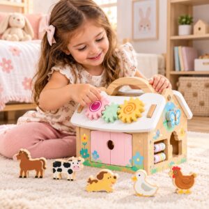 Casita Montessori De Madera Con Animales De Encaje