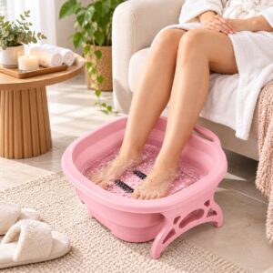 Bañera Pies Plegable Masajeador Portátil Cubo Remojador Spa